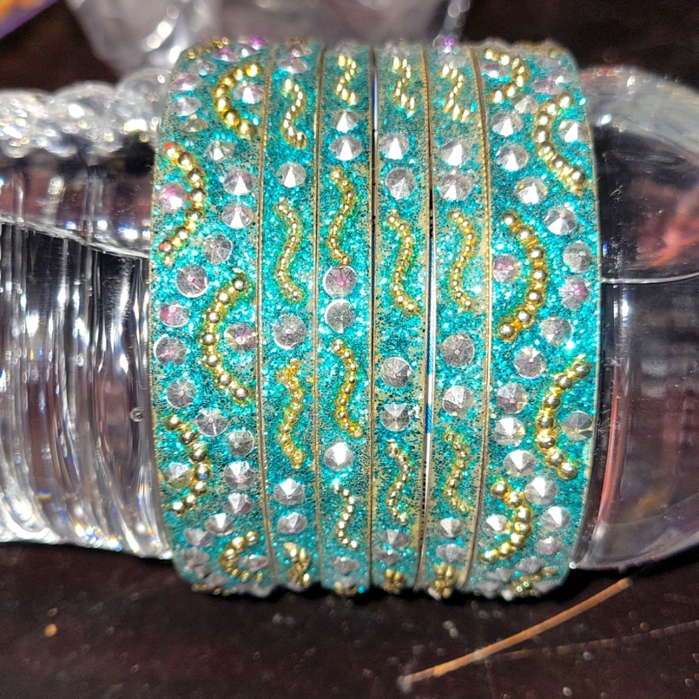 Bracelet Metal Indian Pakistani Multani Bangles Set of 6 Unbreakeable
